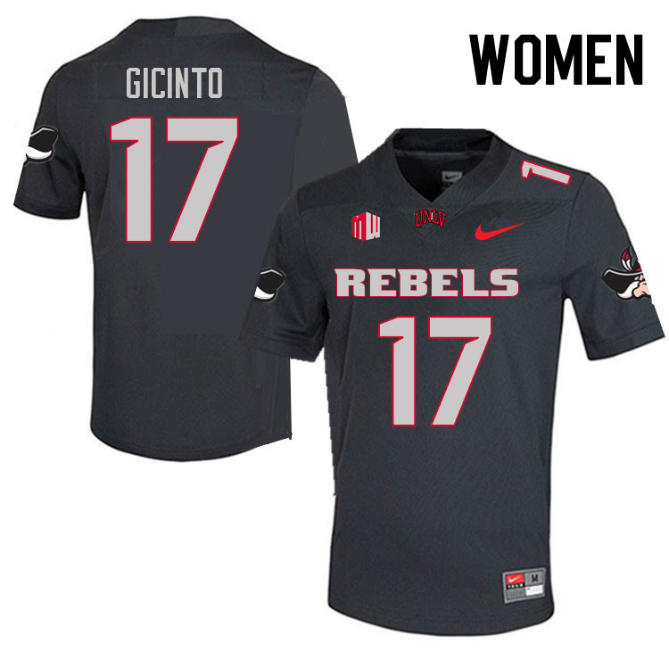 Women #17 Dominic Gicinto UNLV Rebels College Football Jerseys Stitched Sale-Charcoal - Click Image to Close